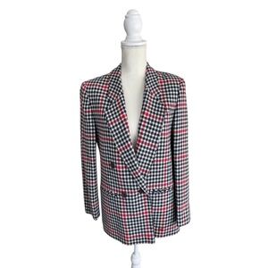 Pendleton Houndstooth Plaid Wool Blazer Jacket